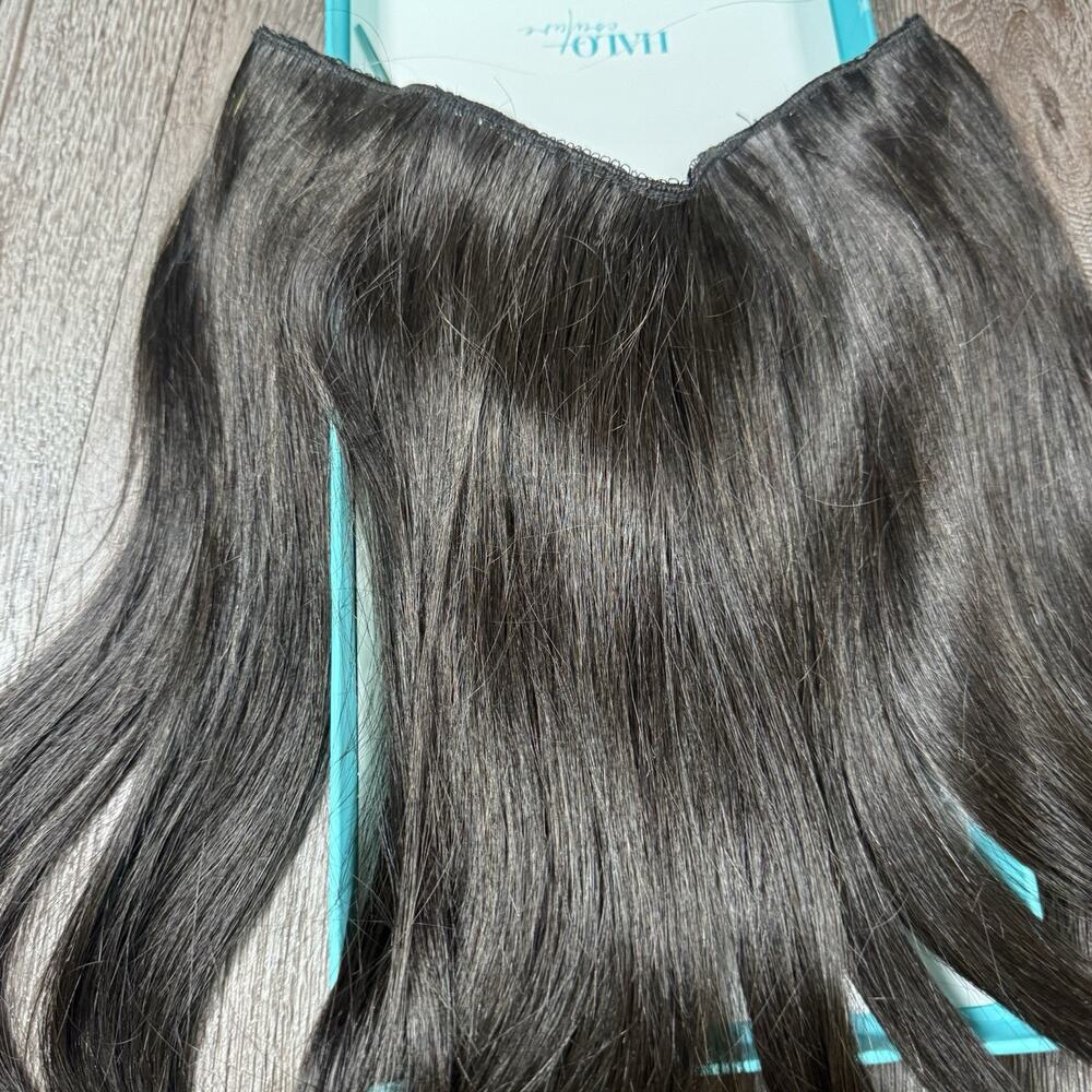 HALO COUTURE Original HALO EXTENSIONS 12in Color #1B; Dark Brown and beautiful. - Picture 10 of 14